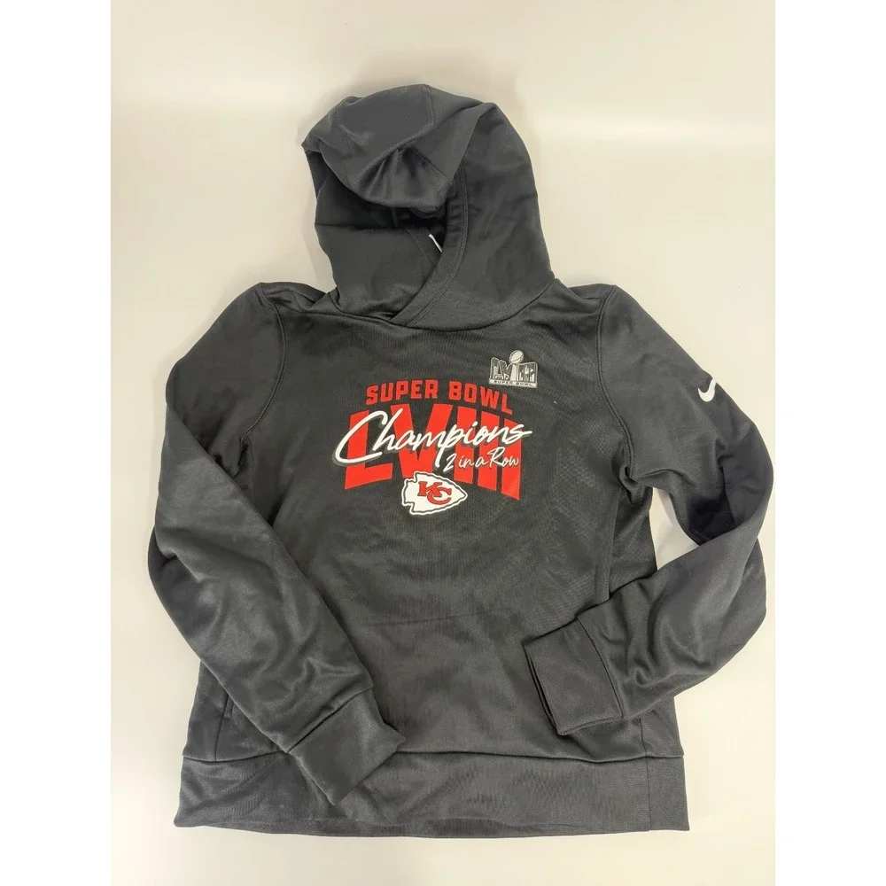 Nike Kansas City Chiefs Black Hoodie Womens Size Medium M‎ New 2 In A Row